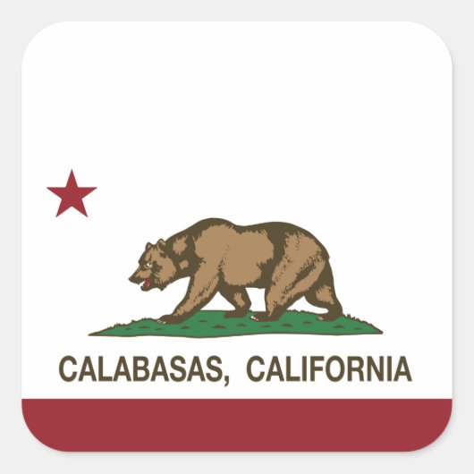 Vlag van Californië Calabasas Vierkante Sticker (Voorkant)