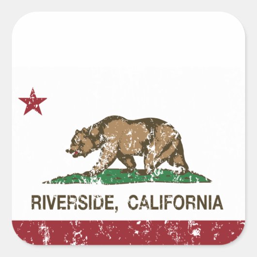 Vlag van Californië Riverside Vierkante Sticker (Voorkant)