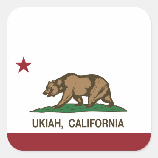 Vlag van Californië Ukiah Vierkante Sticker (Voorkant)