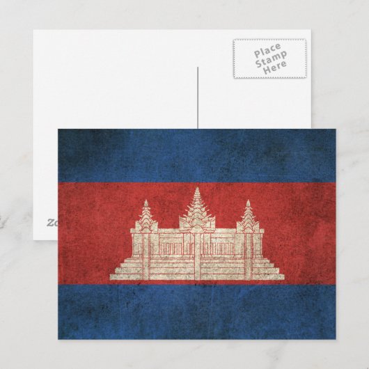  vlag van Cambodja Briefkaart (Voorkant / Achterkant)