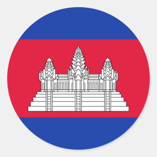 Vlag van Cambodja - Cambodjaanse Vlag Ronde Sticker (Voorkant)