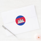Vlag van Cambodja - Cambodjaanse Vlag Ronde Sticker (Envelop)