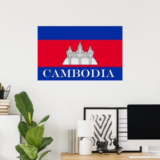 Vlag van Cambodja Poster (Thuiskantoor)