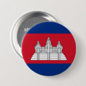 Vlag van Cambodja Ronde Button 7,6 Cm (Voorkant /achterkant)