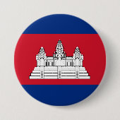 Vlag van Cambodja Ronde Button 7,6 Cm (Voorkant)
