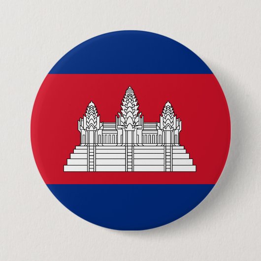 Vlag van Cambodja Ronde Button 7,6 Cm (Voorkant)