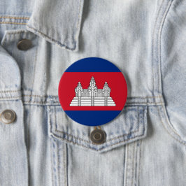 Vlag van Cambodja Ronde Button 7,6 Cm