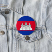 Vlag van Cambodja Ronde Button 7,6 Cm (In situ)