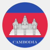 Vlag van Cambodja Ronde Sticker (Voorkant)