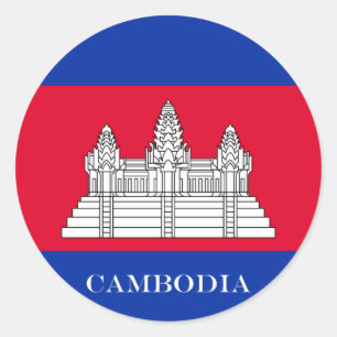 Vlag van Cambodja Ronde Sticker