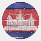 Vlag van Cambodja Ronde Sticker (Voorkant)
