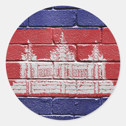 Vlag van Cambodja Ronde Sticker (Voorkant)