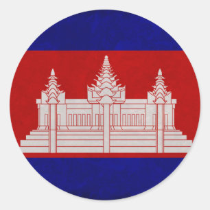 Vlag van Cambodja Ronde Sticker