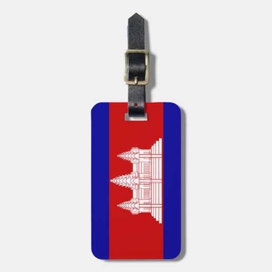 Vlag van Cambodjaans Bagagelabel met lederriem (Voorkant verticaal)