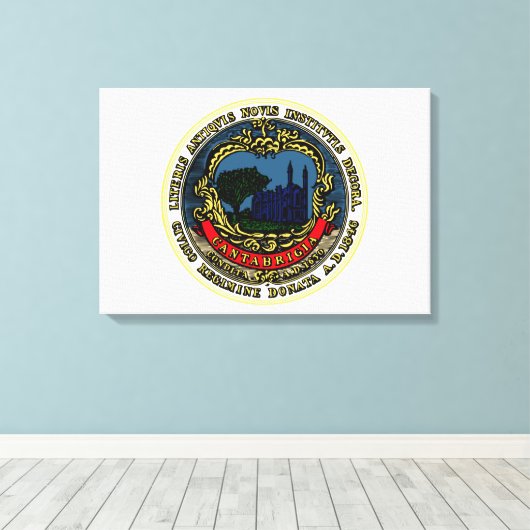 Vlag van Cambridge (Massachusetts) Canvas Afdruk (Insitu (Houten vloer))