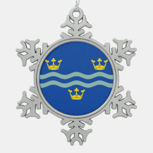 Vlag van Cambridgeshire Tin Sneeuwvlok Ornament