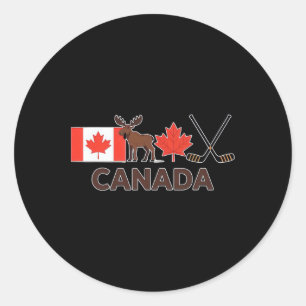 Vlag van Canada Canadese esdoornblad hert ijshocke Ronde Sticker