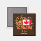  vlag van Canada en grizzly beer souvenir Magneet (Voorkant / Achterkant)
