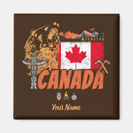  vlag van Canada en grizzly beer souvenir Magneet