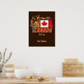  vlag van Canada en grizzly beer souvenir Poster (Keuken)