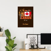  vlag van Canada en grizzly beer souvenir Poster (Thuiskantoor)