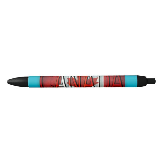 Vlag van Canada en Logo Zwarte Inkt Pen (Voorkant)