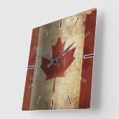 Vlag van Canada / Grunge... Vierkante Klok (Hoek)