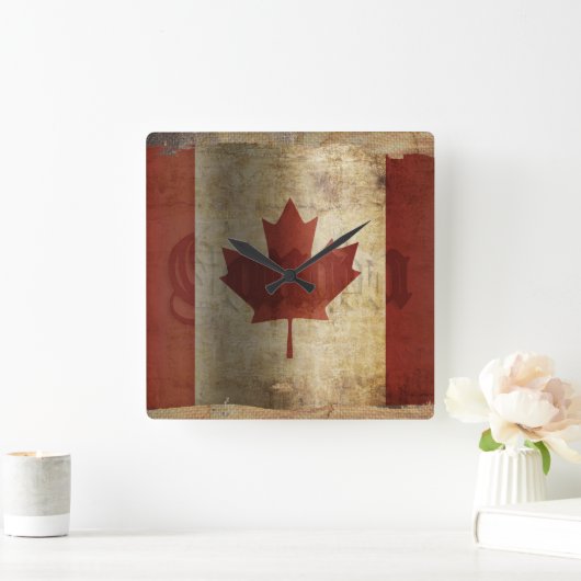 Vlag van Canada / Grunge... Vierkante Klok (Huis)
