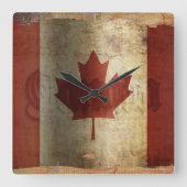 Vlag van Canada / Grunge... Vierkante Klok (Voorkant)