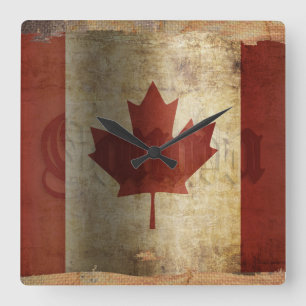 Vlag van Canada / Grunge... Vierkante Klok