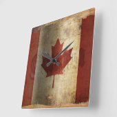 Vlag van Canada / Grunge... Vierkante Klok (Hoek)
