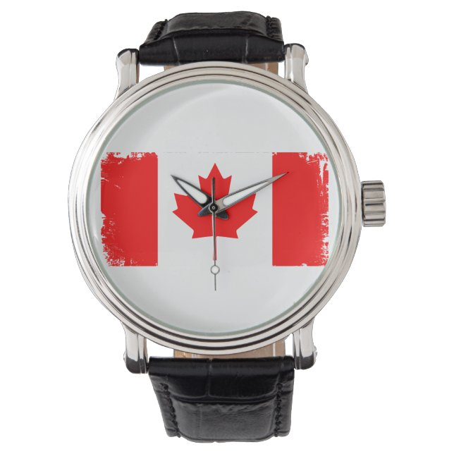 Vlag van Canada in distressed staat Horloge (Voorkant)