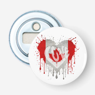 Vlag van Canada met liefde Button Flesopener