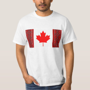 Vlag van Canada met rode/zwarte-Oekraïense kruisti T-shirt