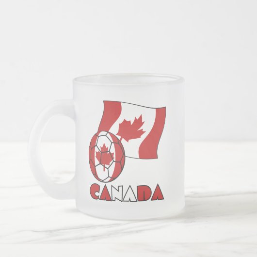 Vlag van Canada met Voetbal Matglas Koffiemok (Links)