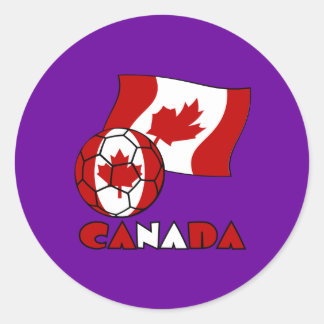 Vlag van Canada met Voetbal Ronde Sticker