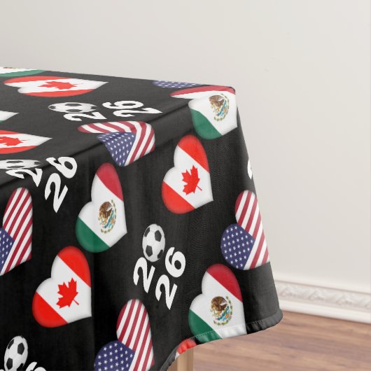 Vlag van Canada Mexico USA Voetbaltoernooi 2026 Tafelkleed (Voorbeeld)