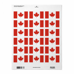 Vlag van Canada op maat gesneden Etiket