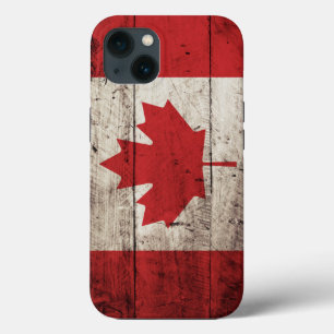 Vlag van Canada op oude houtnerf iPhone 13 Hoesje