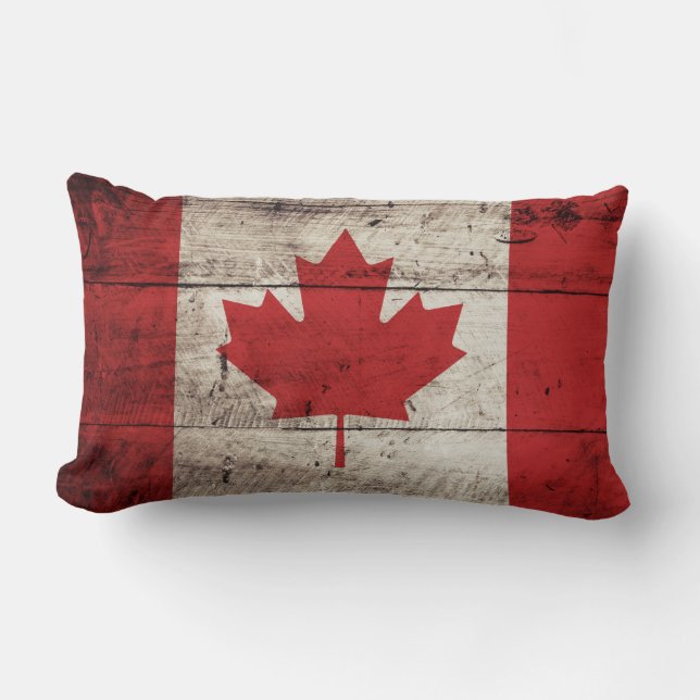 Vlag van Canada op oude houtnerf Kussen (Voorkant)