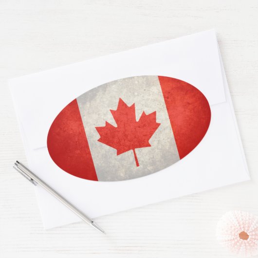 Vlag van Canada Ovale Sticker (Envelop)