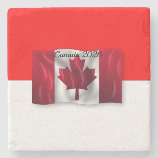 Vlag van Canada Stenen Onderzetter (Voorkant)