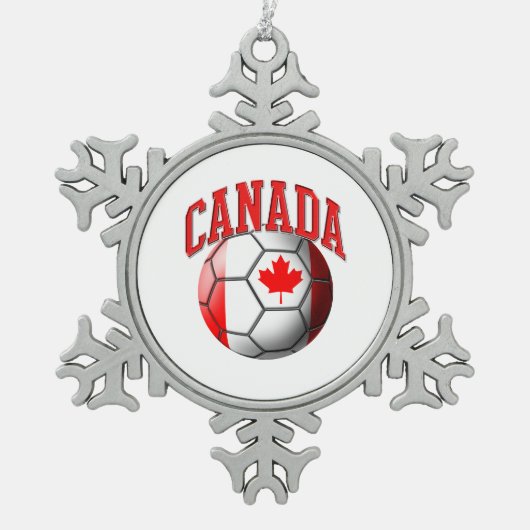 Vlag van Canada Voetbal Tin Sneeuwvlok Ornament (Voorkant)