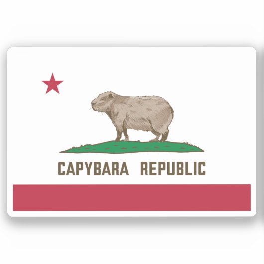 Vlag van Capybara Republic Sticker (Voorkant)