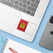 Vlag van Castilië La Mancha Sticker (Laptop met iPhone)