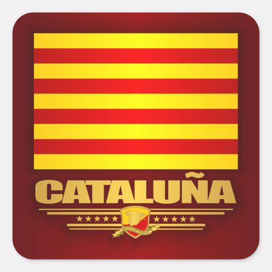 Vlag van Catalonië (Catalonië) Vierkante Sticker (Voorkant)
