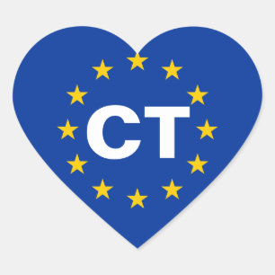 Vlag van Catalonië "CT" Europese Unie Hart Sticker