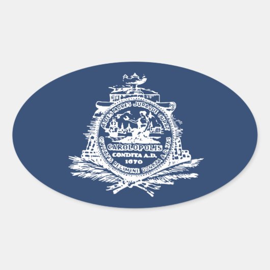 Vlag van Charleston, South Carolina Ovale Sticker (Voorkant)
