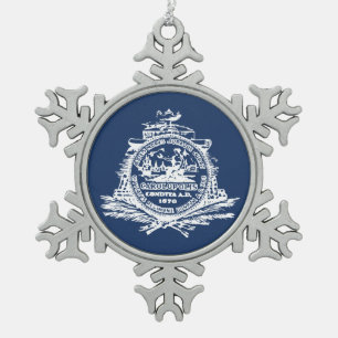 Vlag van Charleston, South Carolina Snowflake Pewt Tin Sneeuwvlok Ornament