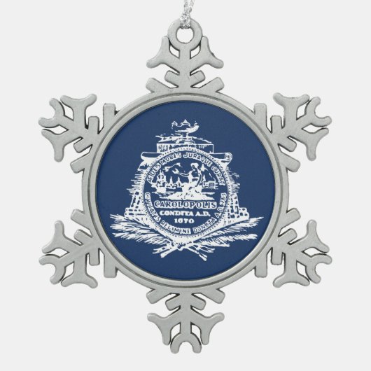 Vlag van Charleston, South Carolina Snowflake Pewt Tin Sneeuwvlok Ornament (Voorkant)